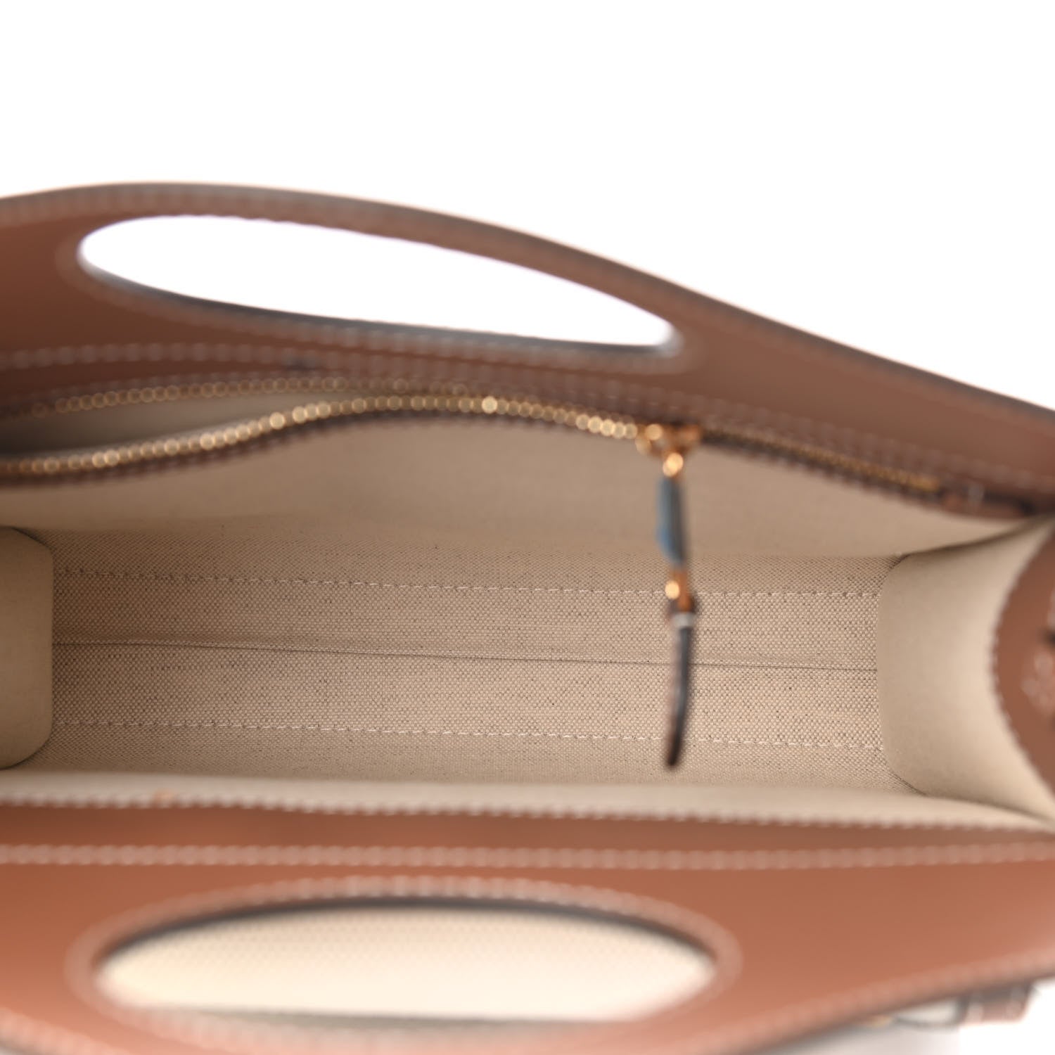Burberry Canvas Smooth Calfskin Two Tone Mini Pocket Bag Natural Malt Brown 5 of 9