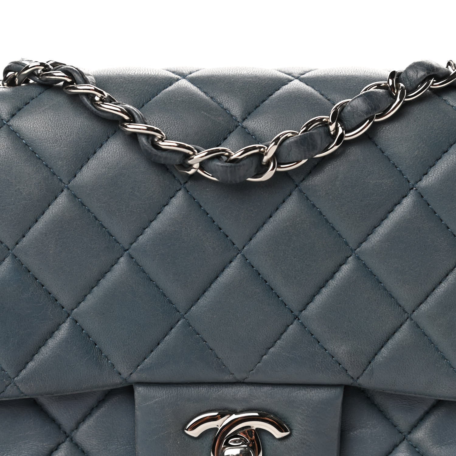 Chanel Lambskin Quilted Mini Square Flap Blue 10 of 10