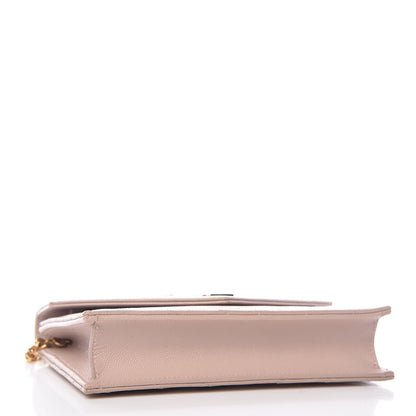 Saint Laurent Grain De Poudre Matelasse Chevron Monogram Envelope Chain Wallet Pale Pink 4 of 9