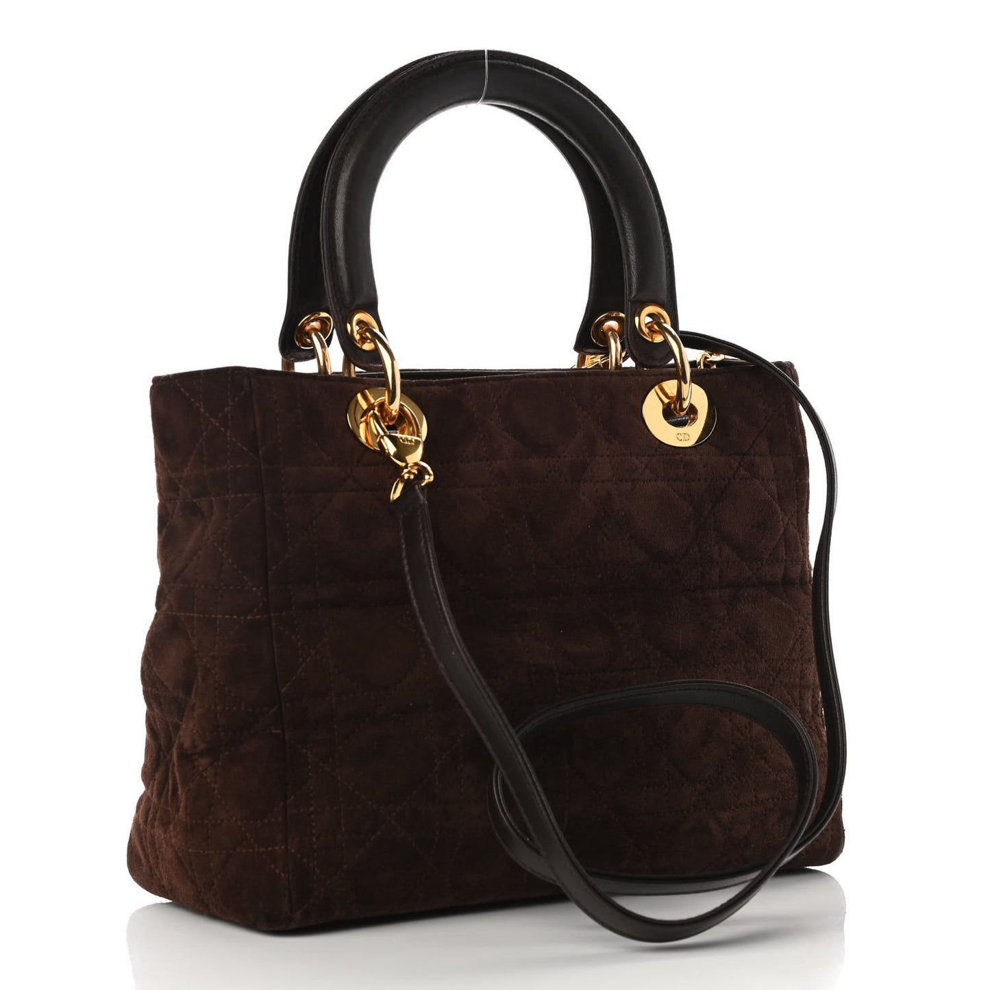 Suede Cannage Medium Lady Dior Brown