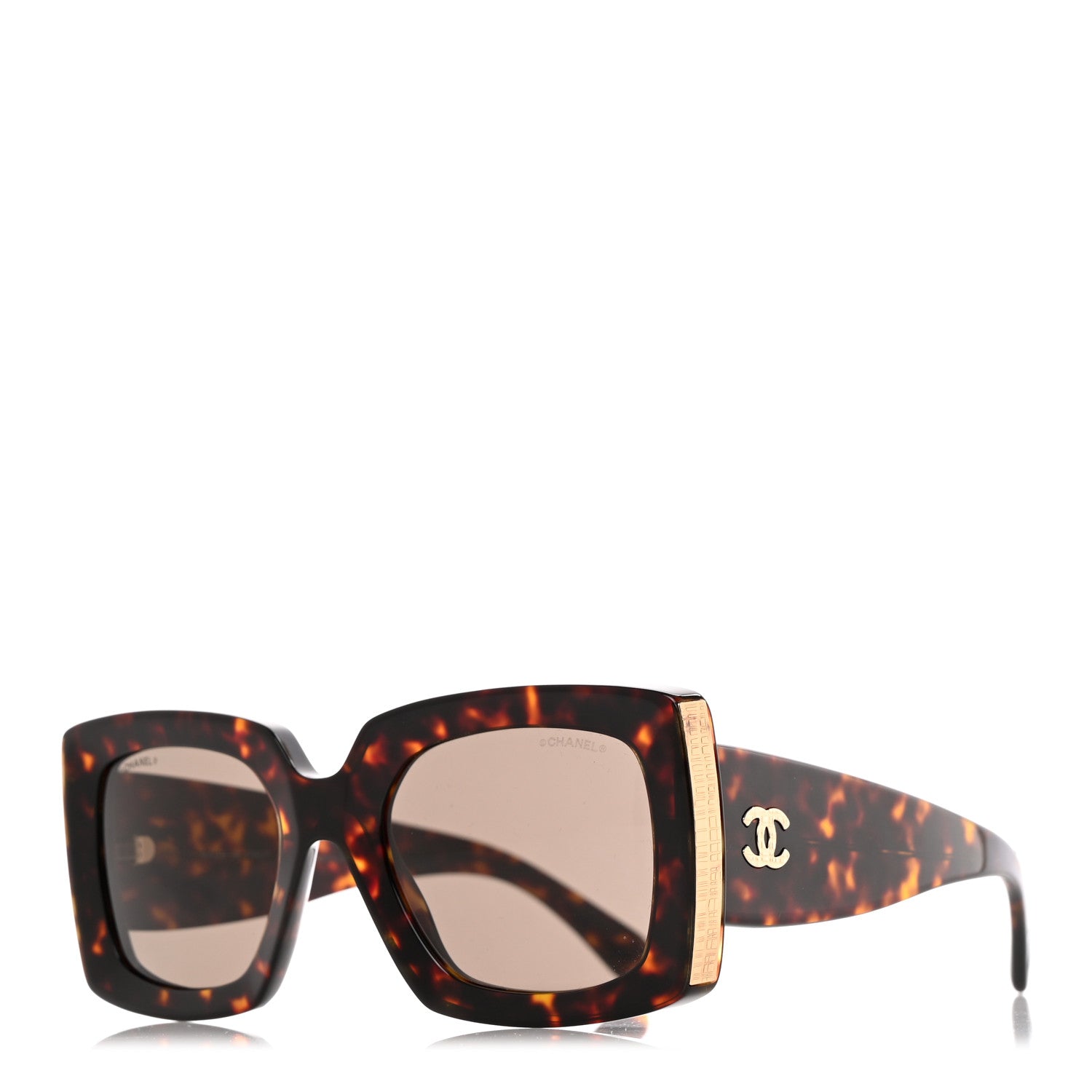 Chanel Acetate Rectangle Sunglasses 5435-A Tortoise 1 of 8