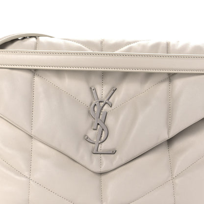 Saint Laurent Lambskin Quilted Medium Loulou Puffer Monogram Chain Satchel Crema Soft 7 of 12