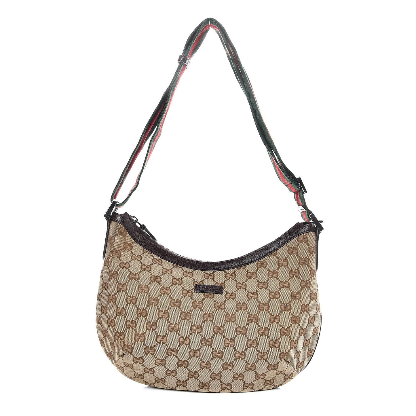 Monogram Web Medium Half Moon Hobo Dark Brown