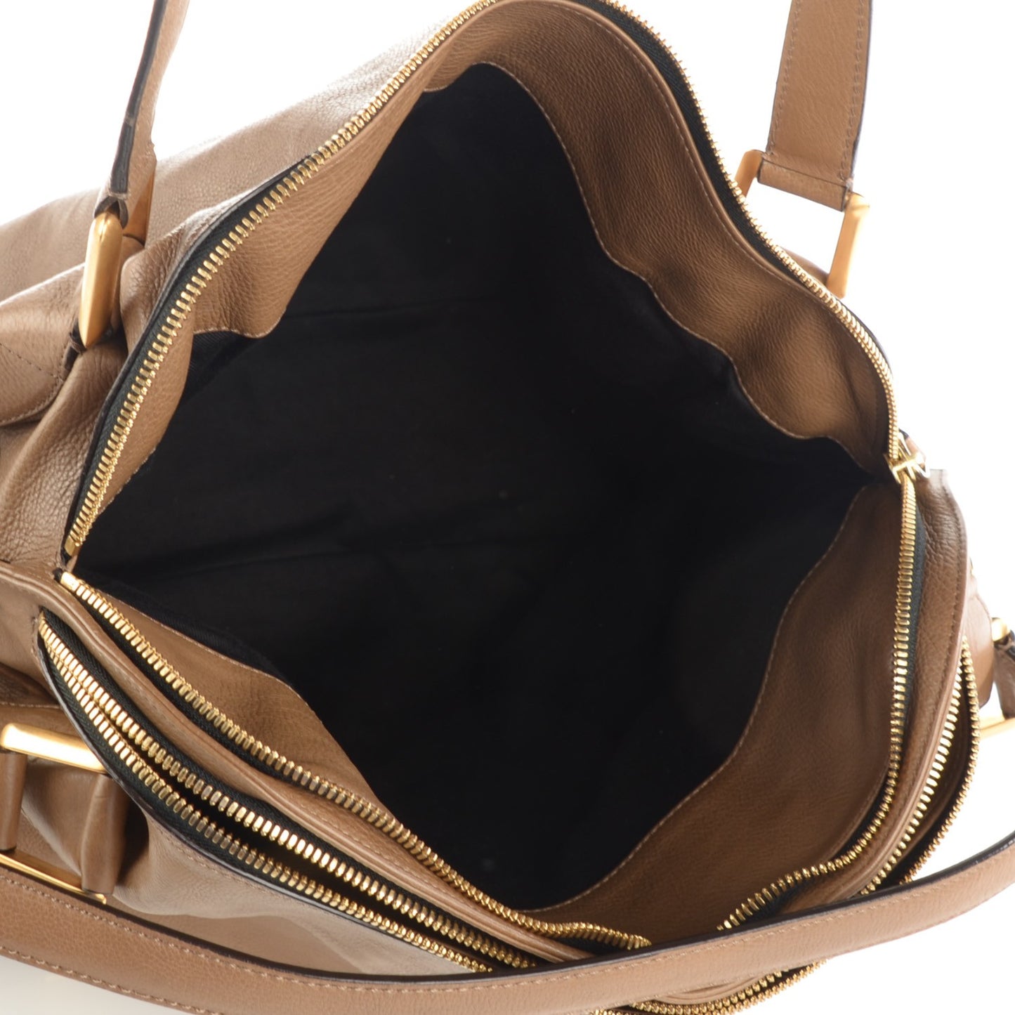Calfskin Cary Zipped Shoulder Bag Taupe