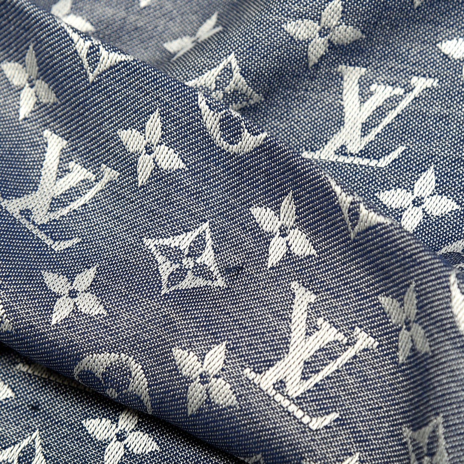 Louis Vuitton Silk Wool Monogram Denim Shawl Blue 4 of 4