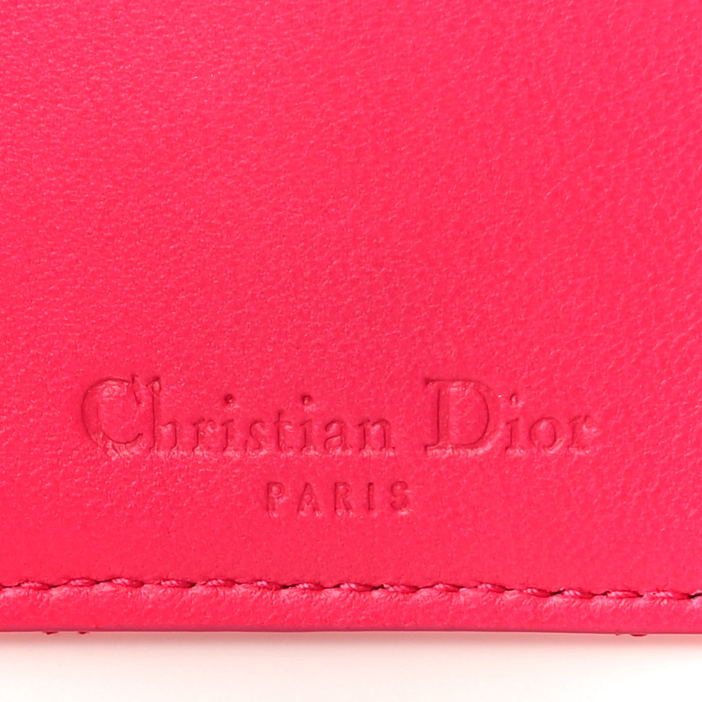 Lambskin Cannage Lady Dior Card Holder Fuchsia