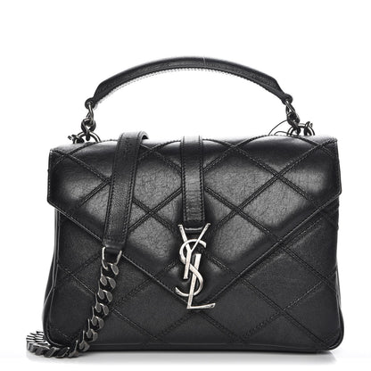 Saint Laurent Calfskin Matelasse Diamond Quilted Monogram Medium College Bag Black 1 of 9
