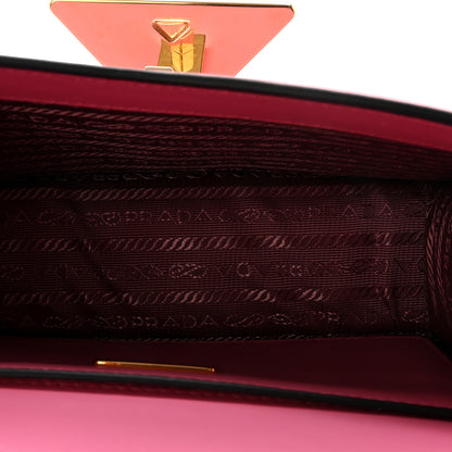 Prada Box Calfskin Triangle Embleme Flap Shoulder Bag Begonia 5 of 9
