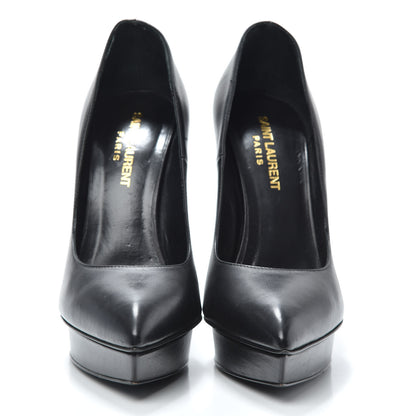 Saint Laurent Pebbled Patent Calfskin Janis 105 Pumps Black 2 of 7