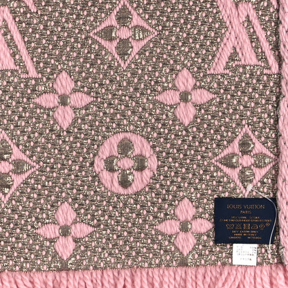 Louis Vuitton Wool Silk Logomania Shine Scarf Pink 3 of 3