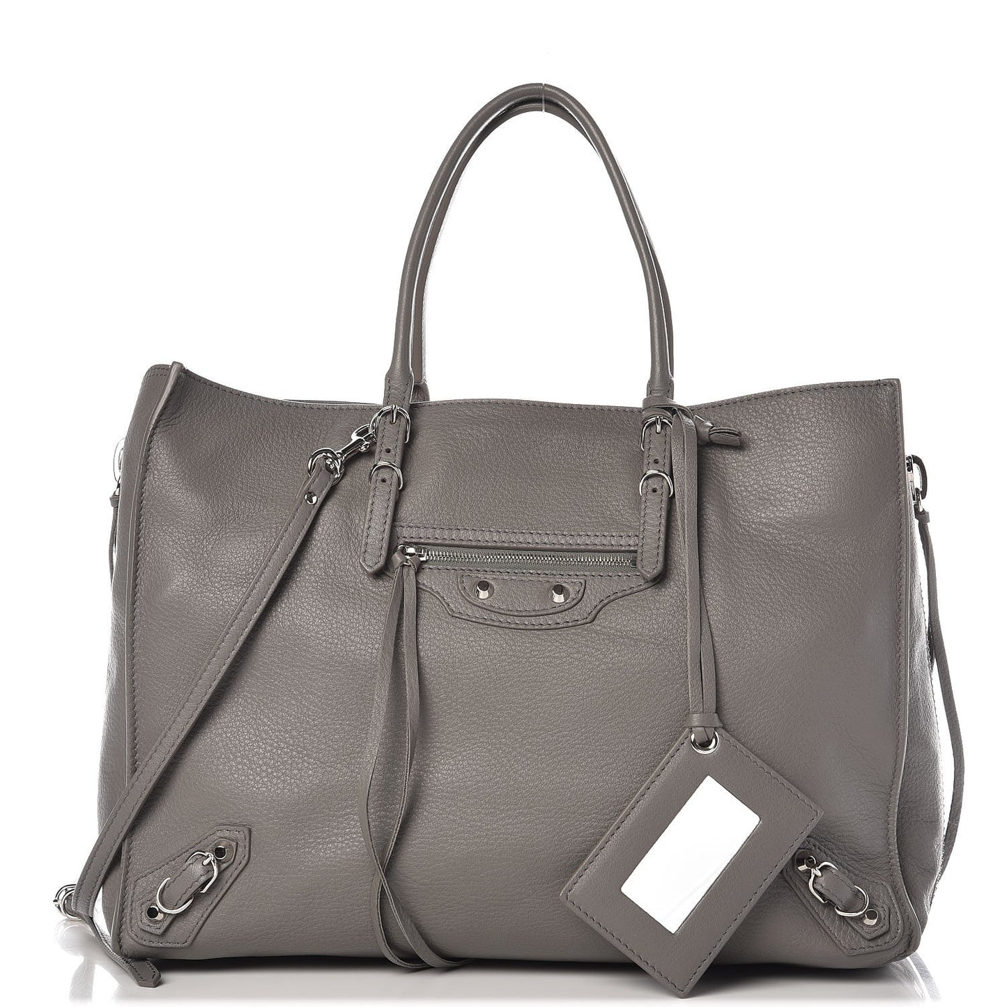 Veau Papier B4 Zip Around Tote Gris Acier