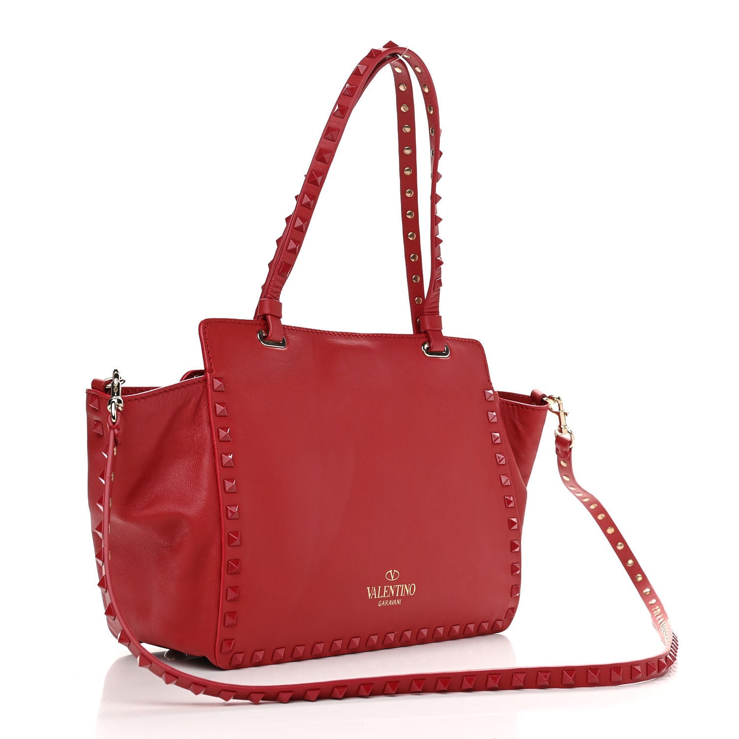 Vitello Monochrome Small Rockstud All Over Tote Rosso Valentino