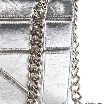 Christian Dior Metallic Crinkled Lambskin Medium Diorama Flap Bag Silver 9 of 13