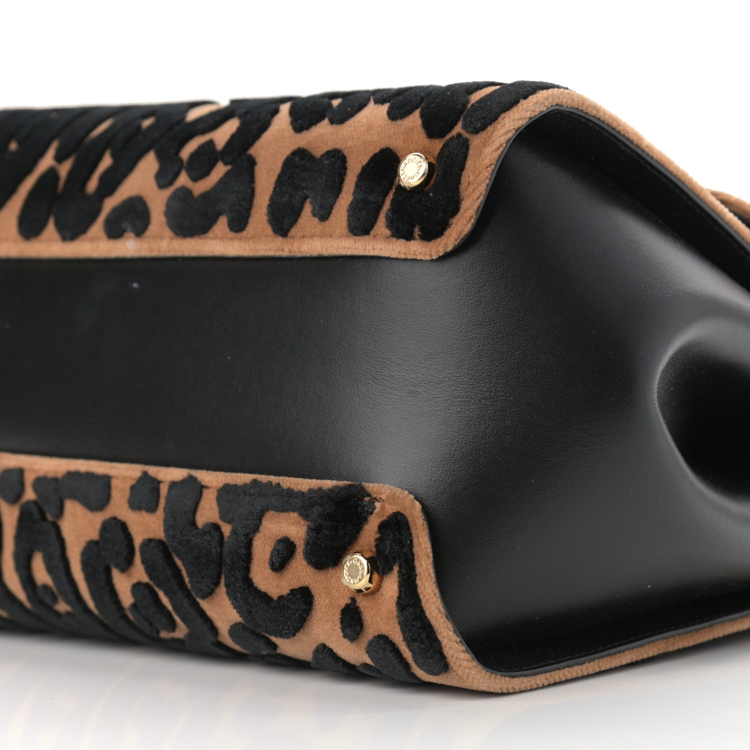 Dolce & Gabbana Velvet Leopard Print Miss Sicily Satchel Black 10 of 10