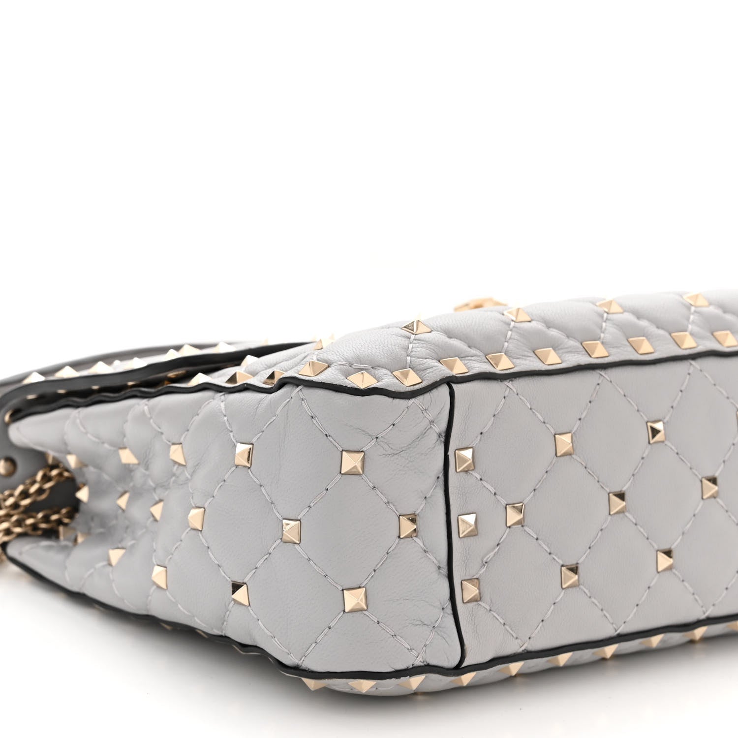 Valentino Garavani Lambskin Medium Rockstud Spike Shoulder Bag Pastel Grey 8 of 9