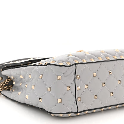 Valentino Garavani Lambskin Medium Rockstud Spike Shoulder Bag Pastel Grey 8 of 9