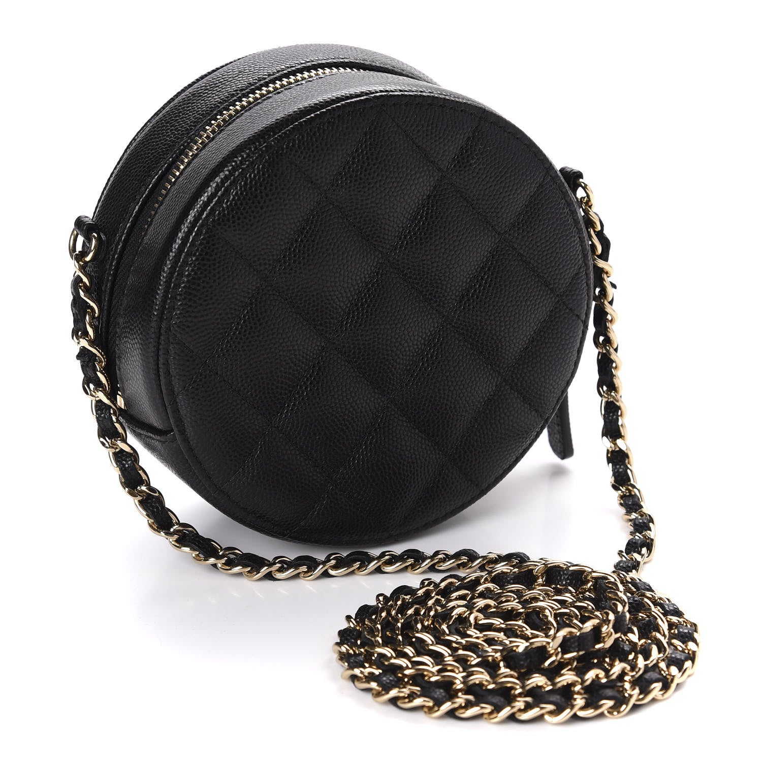 Chanel Caviar Quilted Round Clutch With Chain Black 3 of 11