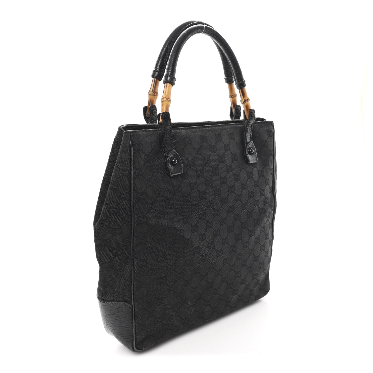 Gucci Monogram Bamboo Handle Bag Black 1841938 – FASHIONPHILE