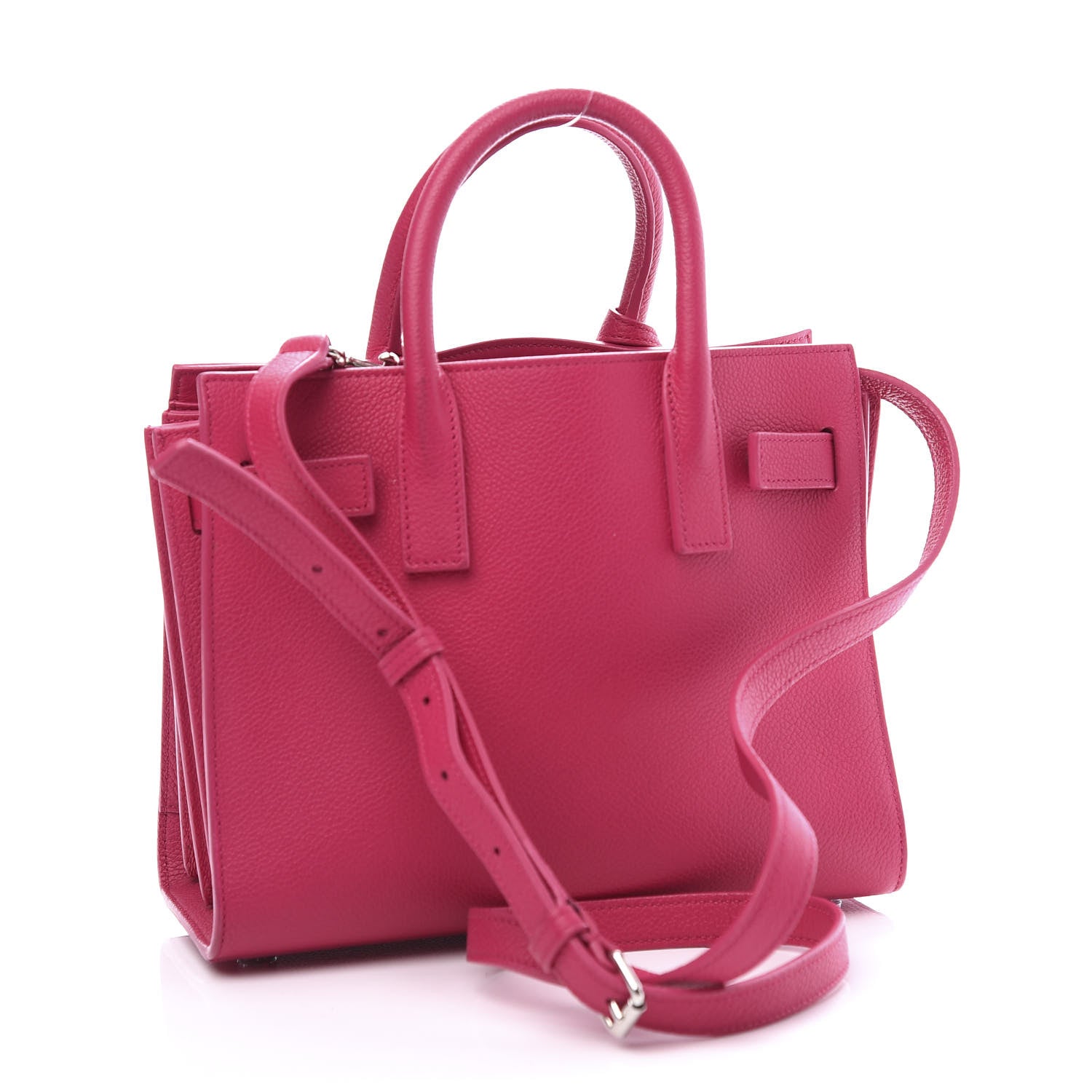 Saint Laurent Grained Calfskin Nano Sac De Jour Fuchsia 2 of 12