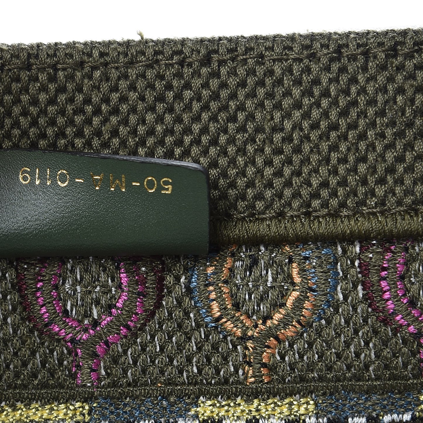 Canvas Embroidered Book Tote Olive Multicolor
