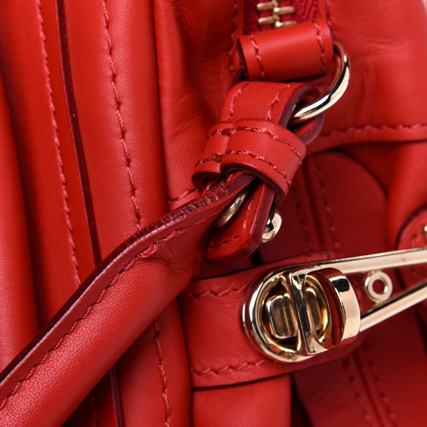 Calfskin Medium Paraty Metal Bar Trim Red