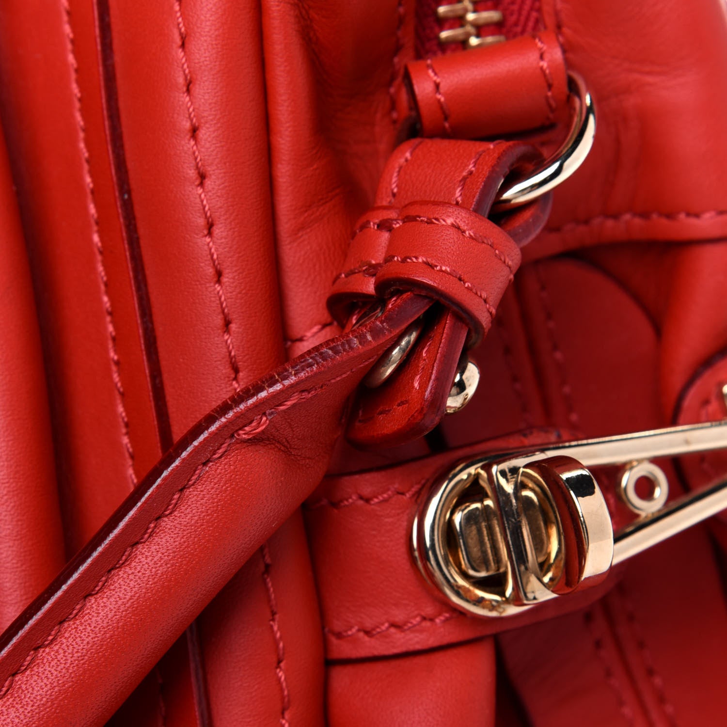 Chloe Calfskin Medium Paraty Metal Bar Trim Red 21 of 29