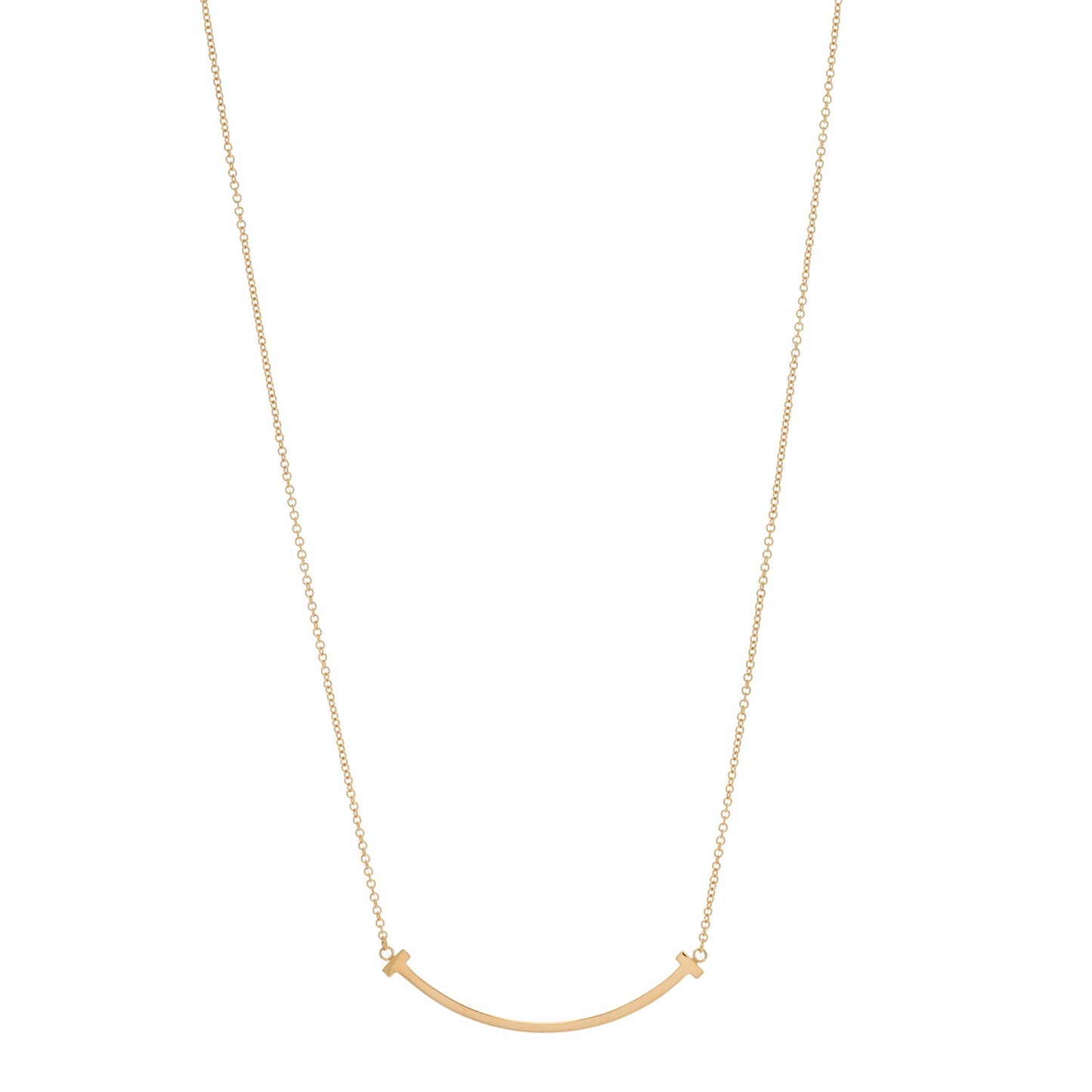 18K Yellow Gold Small T Smile Pendant Necklace