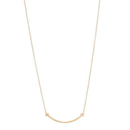 Tiffany 18K Yellow Gold Small T Smile Pendant Necklace 1 of 5