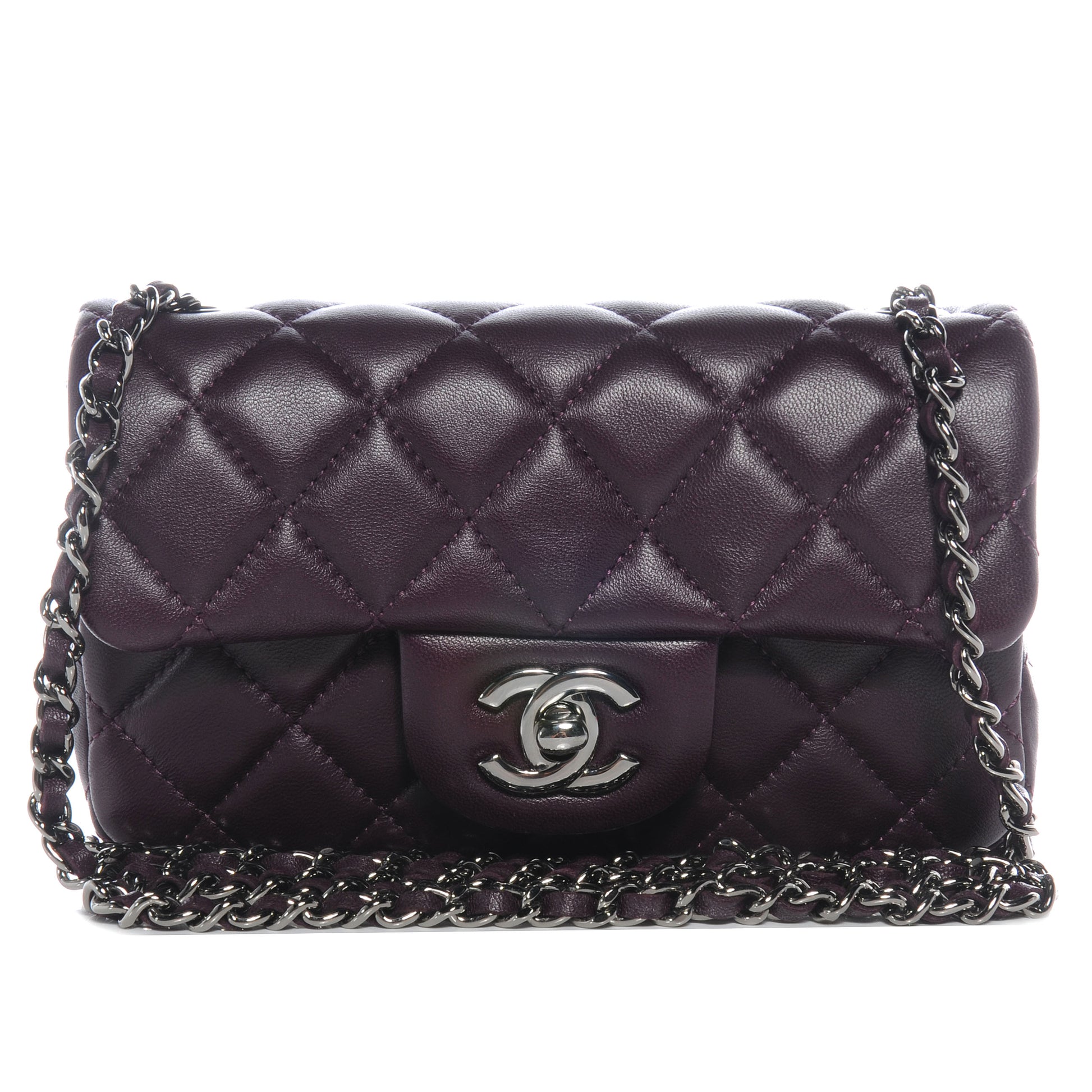 Chanel Lambskin Quilted Mini Flap Dark Purple 1 of 8
