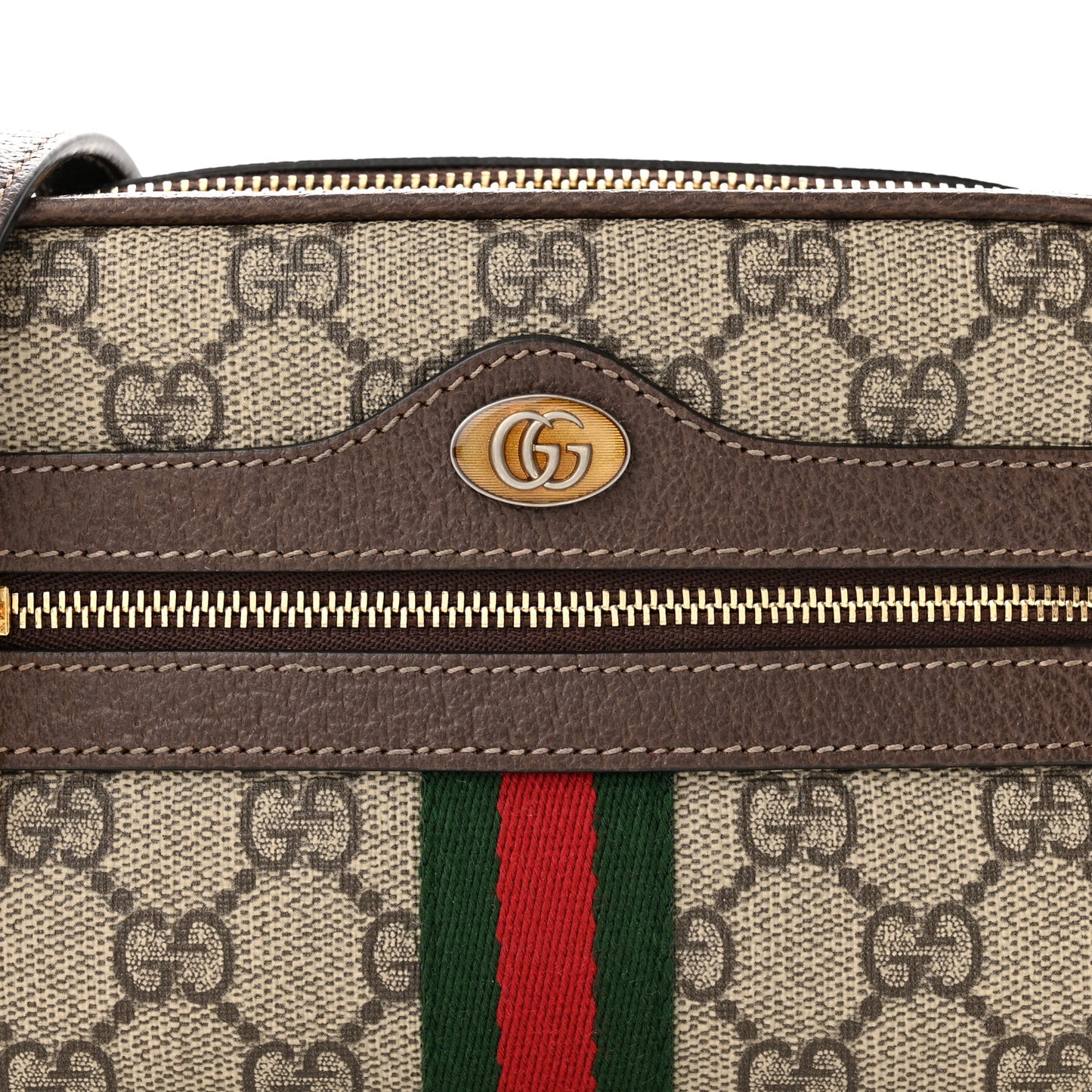GG Supreme Monogram Web Mini Ophidia Shoulder Bag Brown
