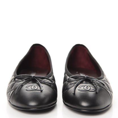Chanel Aged Calfskin Quilted Cap Toe Ballerina Flats 40.5 Black 4 of 9