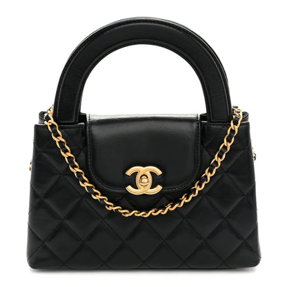 Chanel Shiny Aged Calfskin Quilted Nano Kelly Shopper Black 1 of 10