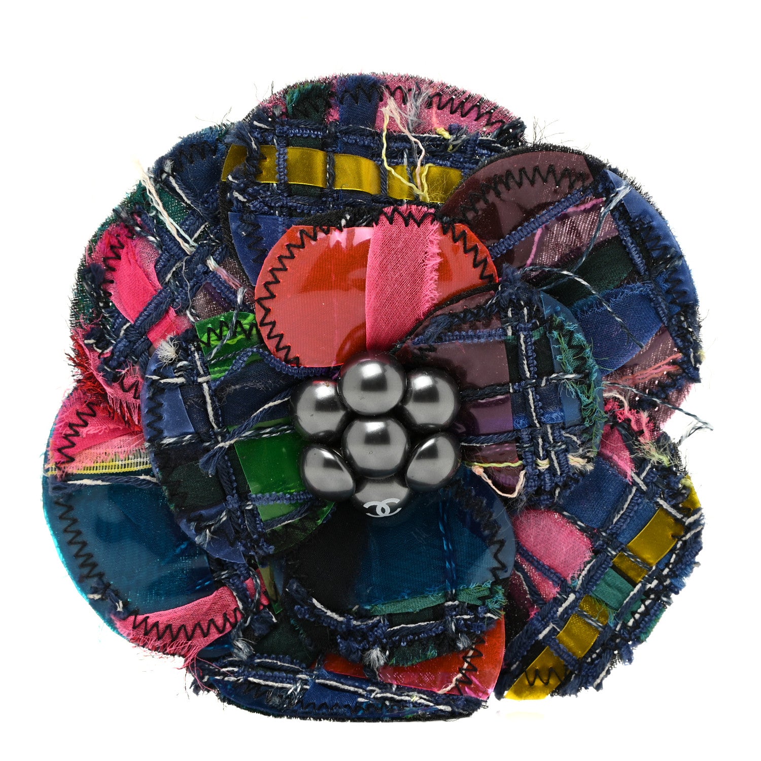 Chanel Patchwork Vinyl Camellia Pin Brooch Multicolor 1 of 4