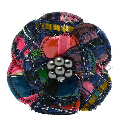 Chanel Patchwork Vinyl Camellia Pin Brooch Multicolor 1 of 4