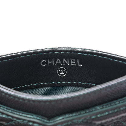 Chanel Iridescent Caviar Quilted Filigree Card Holder Dark Turquoise 6 of 9