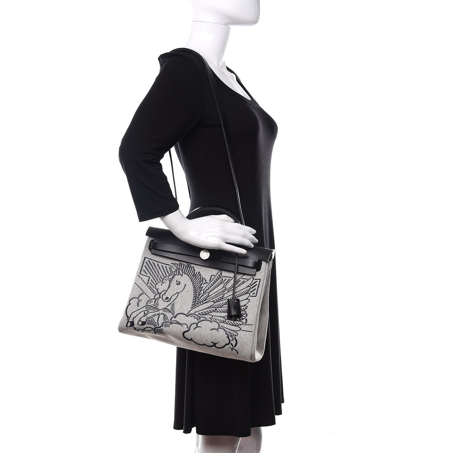 Hermes Vache Hunter Toile Pegase Pop Herbag Zip Retourne 31 PM Bleu Indigo 2 of 8