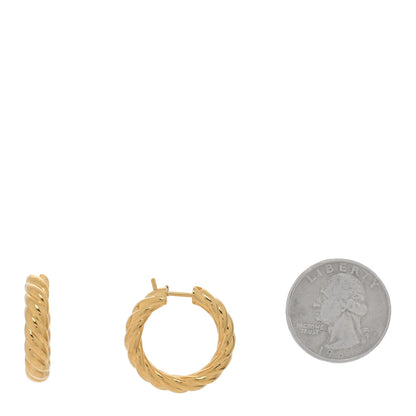 David Yurman 18K Yellow Gold 25.4mm Sculpted Cable Hoop Earrings 2 of 4