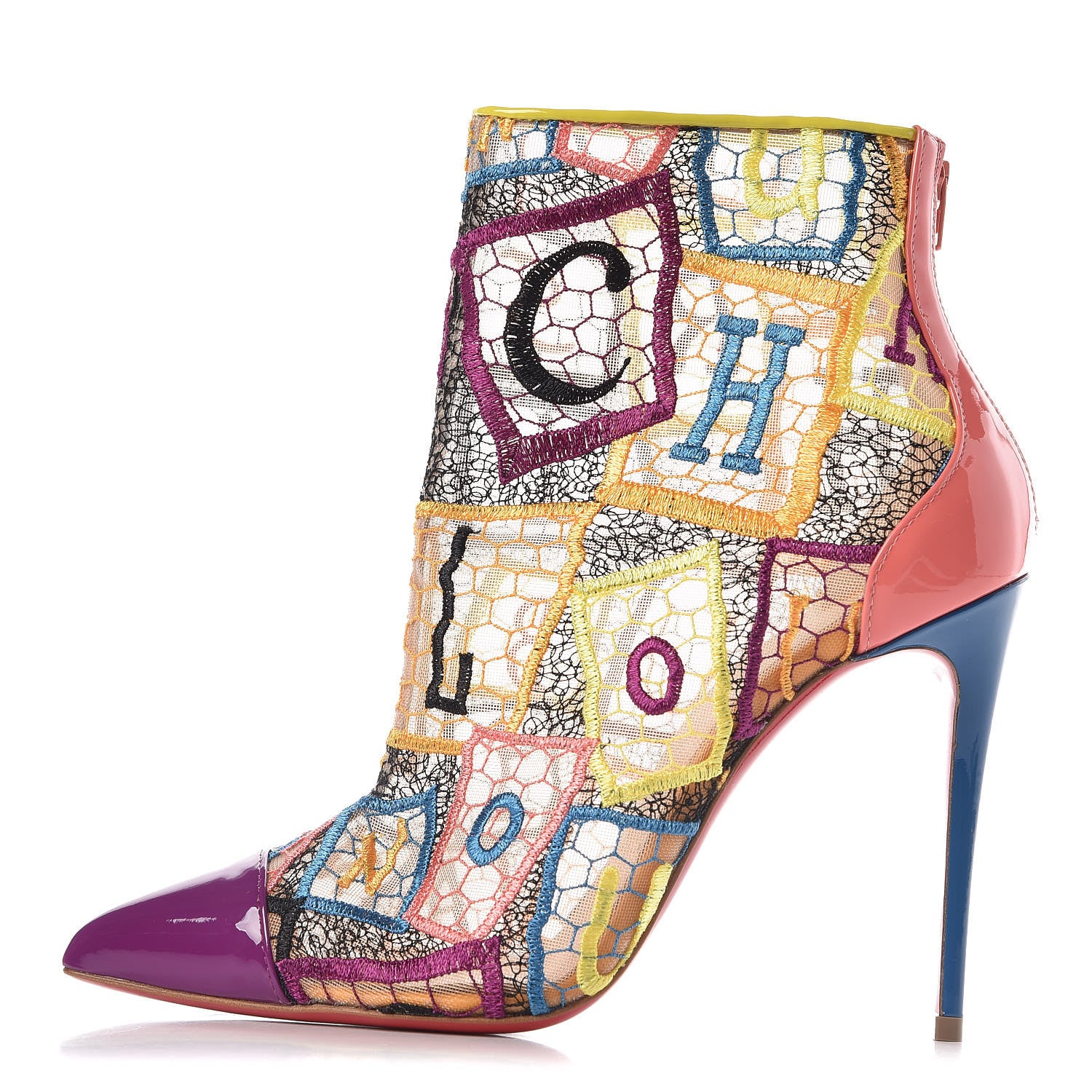 Christian Louboutin Patent Lace Gipsybootie 100 Ankle Boots 37 Multicolor 1 of 8