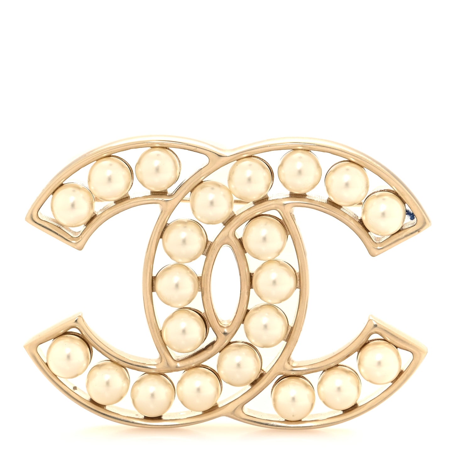 Pearl CC Brooch Light Gold