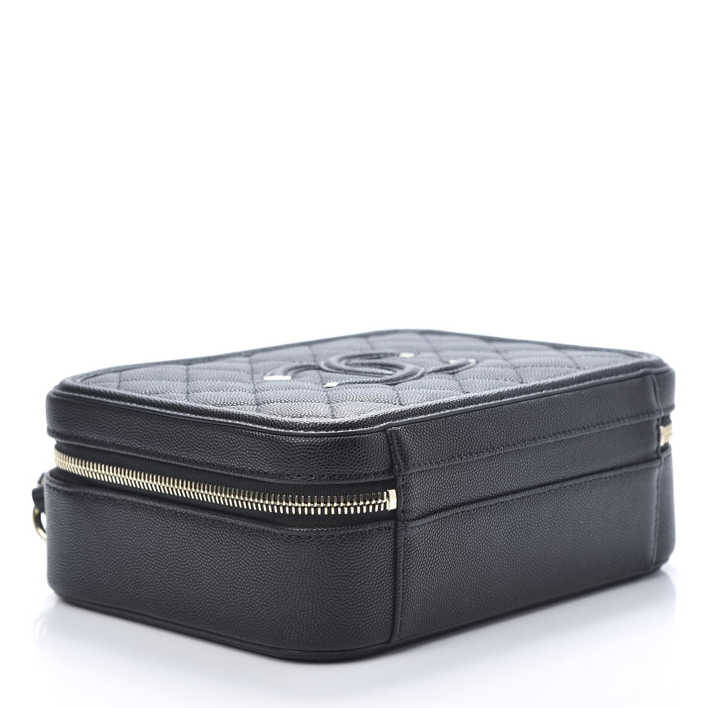 Caviar Quilted Medium CC Filigree Vanity Case Black