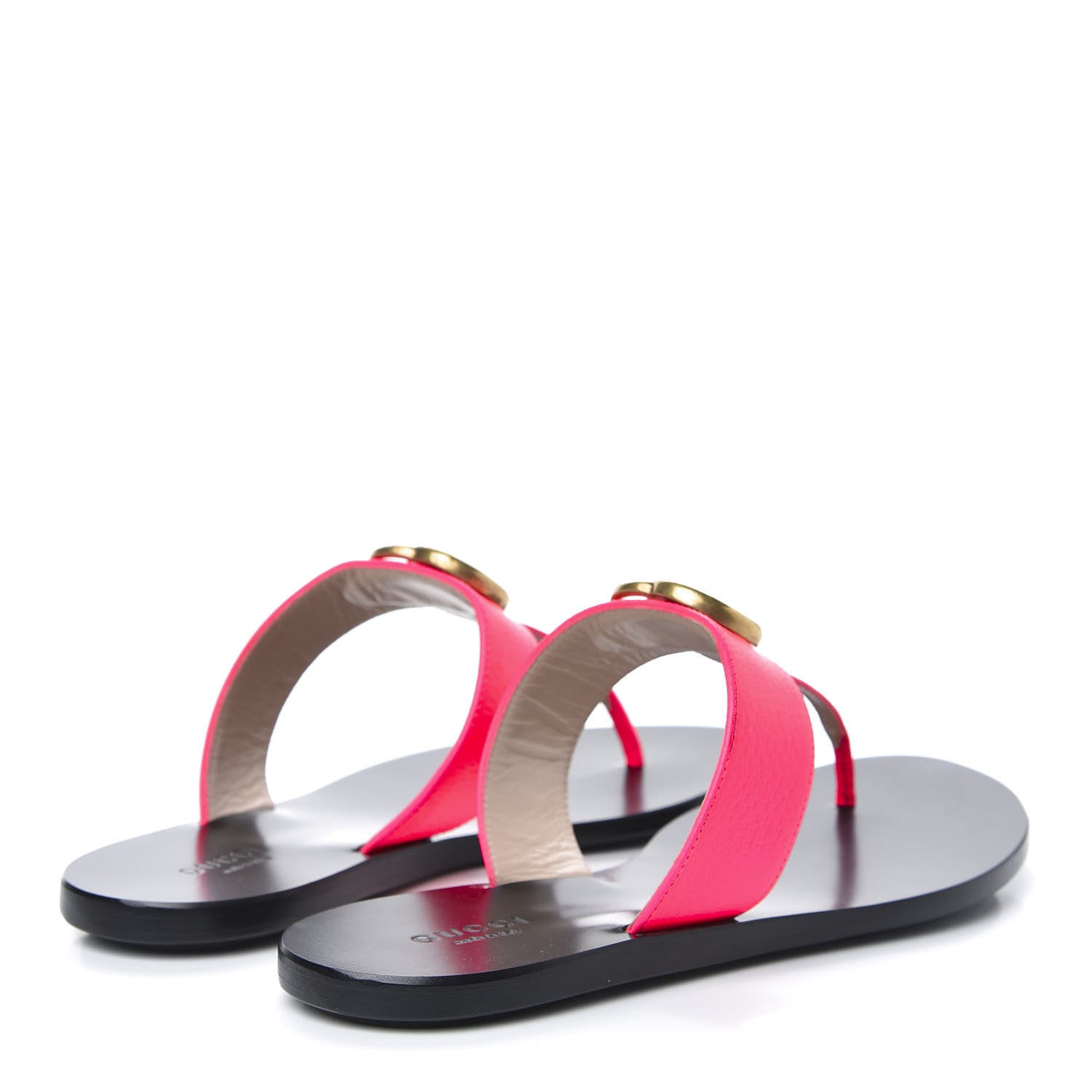 Gucci Calfskin GG Marmont Thong Sandals 37 Fuxia Fluo 4 of 8