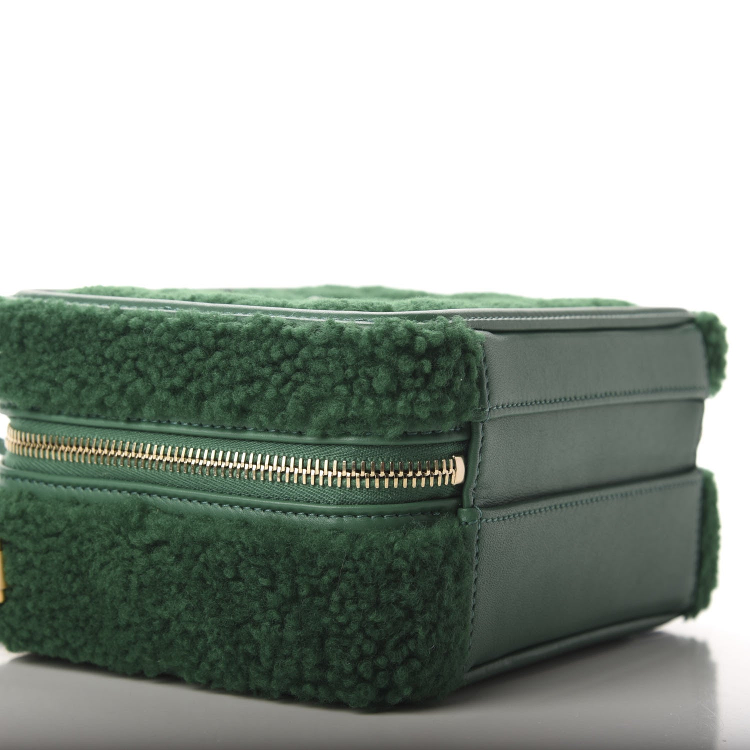Chanel Lambskin Shearling Quilted Small CC Filigree Vanity Case Green 6 of 11