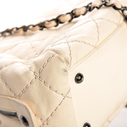 Chanel Calfskin Diamond Stitch It Bowling Bag Off White 10 of 19