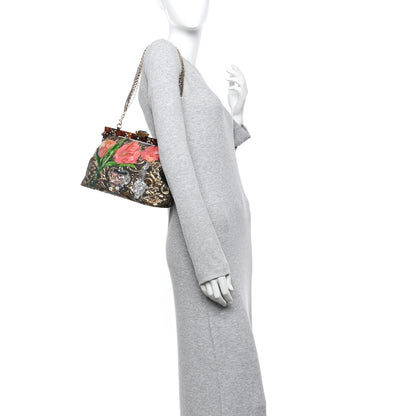 Dolce & Gabbana Silk Crystal Beaded Sequin Plexiglass Floral Vanda Circles Chain Clutch Multicolor 2 of 11