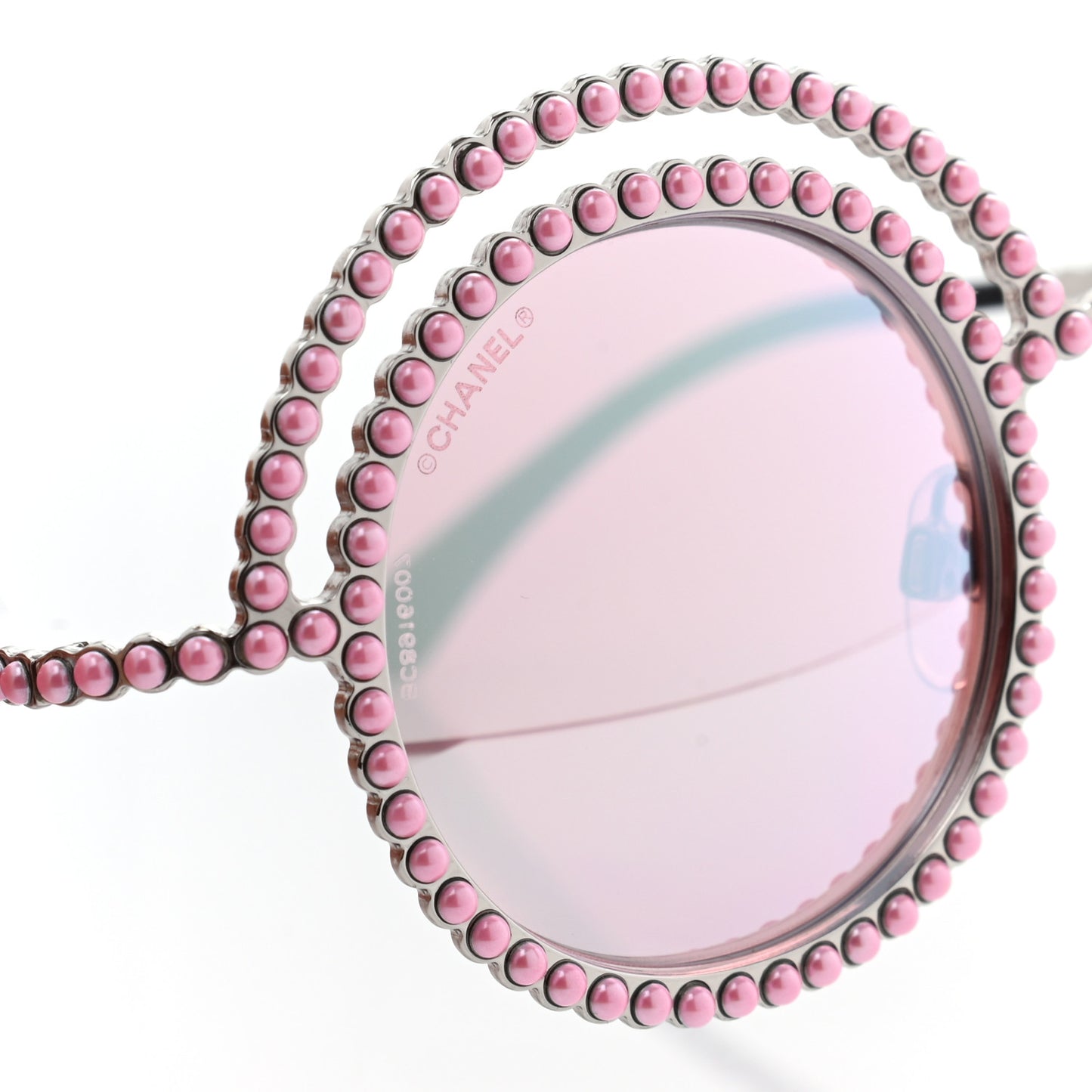 Pearl Round Sunglasses 71139 Silver Pink