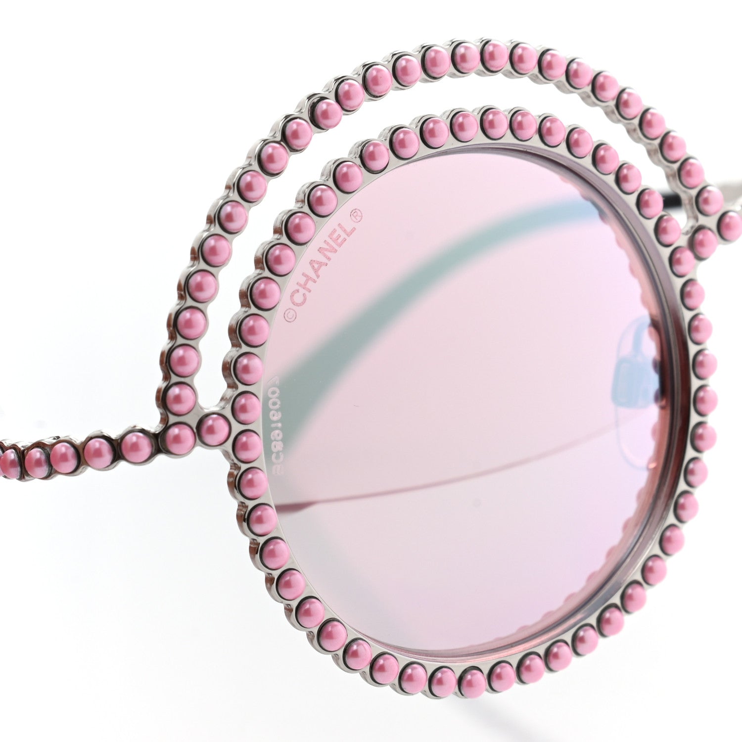 Chanel Pearl Round Sunglasses 71139 Silver Pink 7 of 7