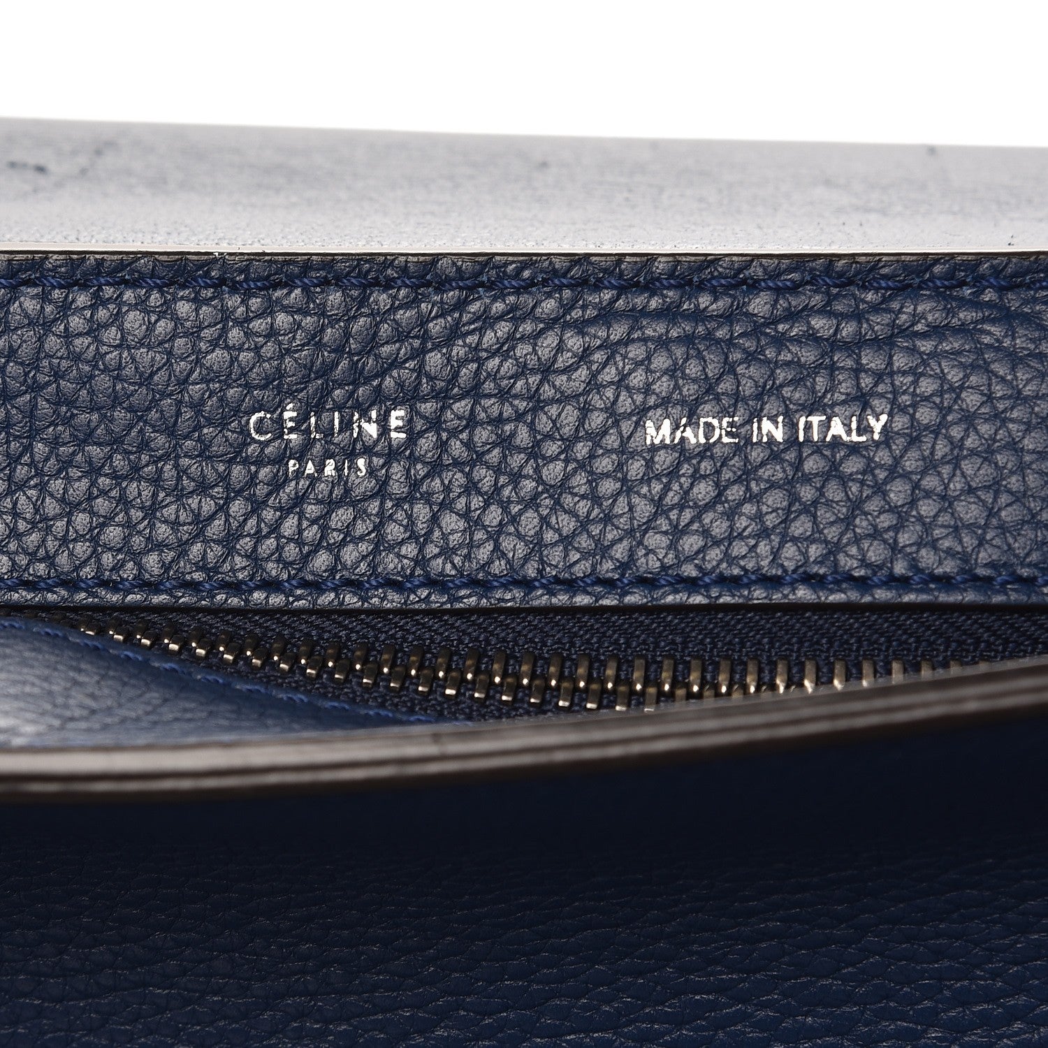 Celine Drummed Calfskin Suede Medium Trapeze Ocean Blue 7 of 16