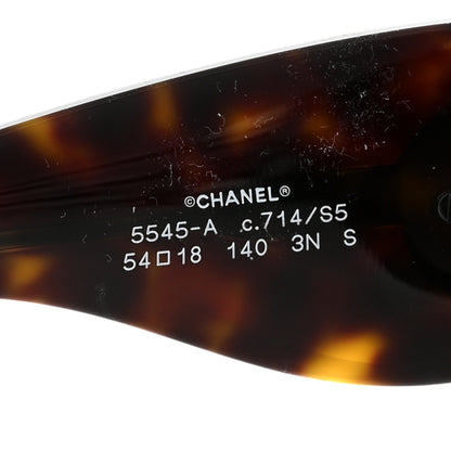 Chanel Acetate Glass Pearl Polarized Oval Sunglasses 5545-A Tortoise 5 of 9