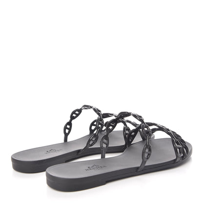 Hermes Rubber Chaine d'Ancre Rivage Sandals 37 Black 4 of 8