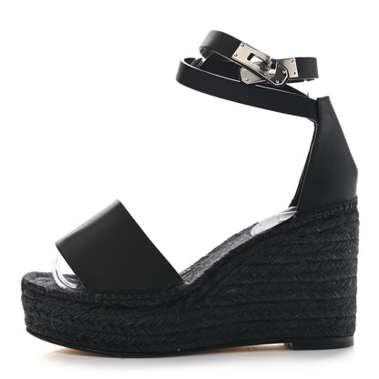 Hermes Calfskin Tipoli Espadrille Wedges 35 Black 1 of 9